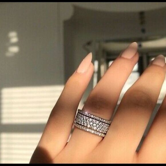 Silver White Sapphire Wedding Ring - Picture 2 of 5